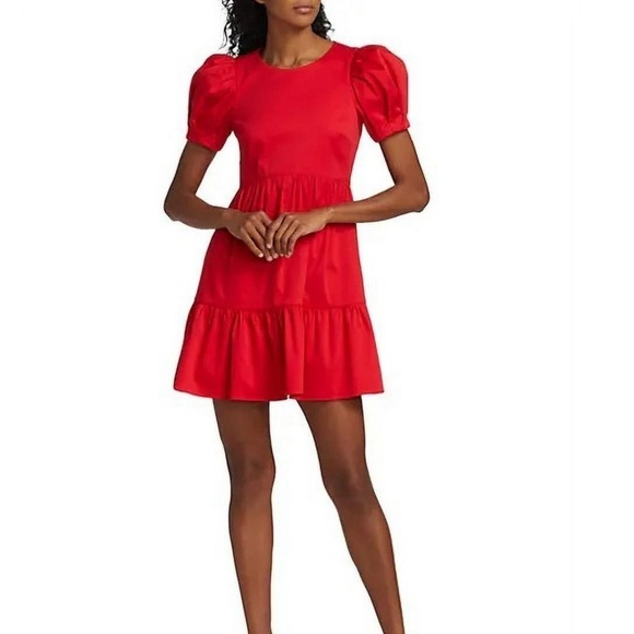 Alice+Olivia Tiered Mini Dress in Bright Poppy Size 8 - Picture 3 of 13